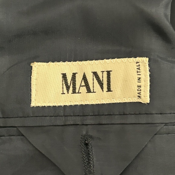 Mani Navy Blue Crepe Wool Solid Classic Blazer Made In Italy 3 Button - Picture 13 of 14